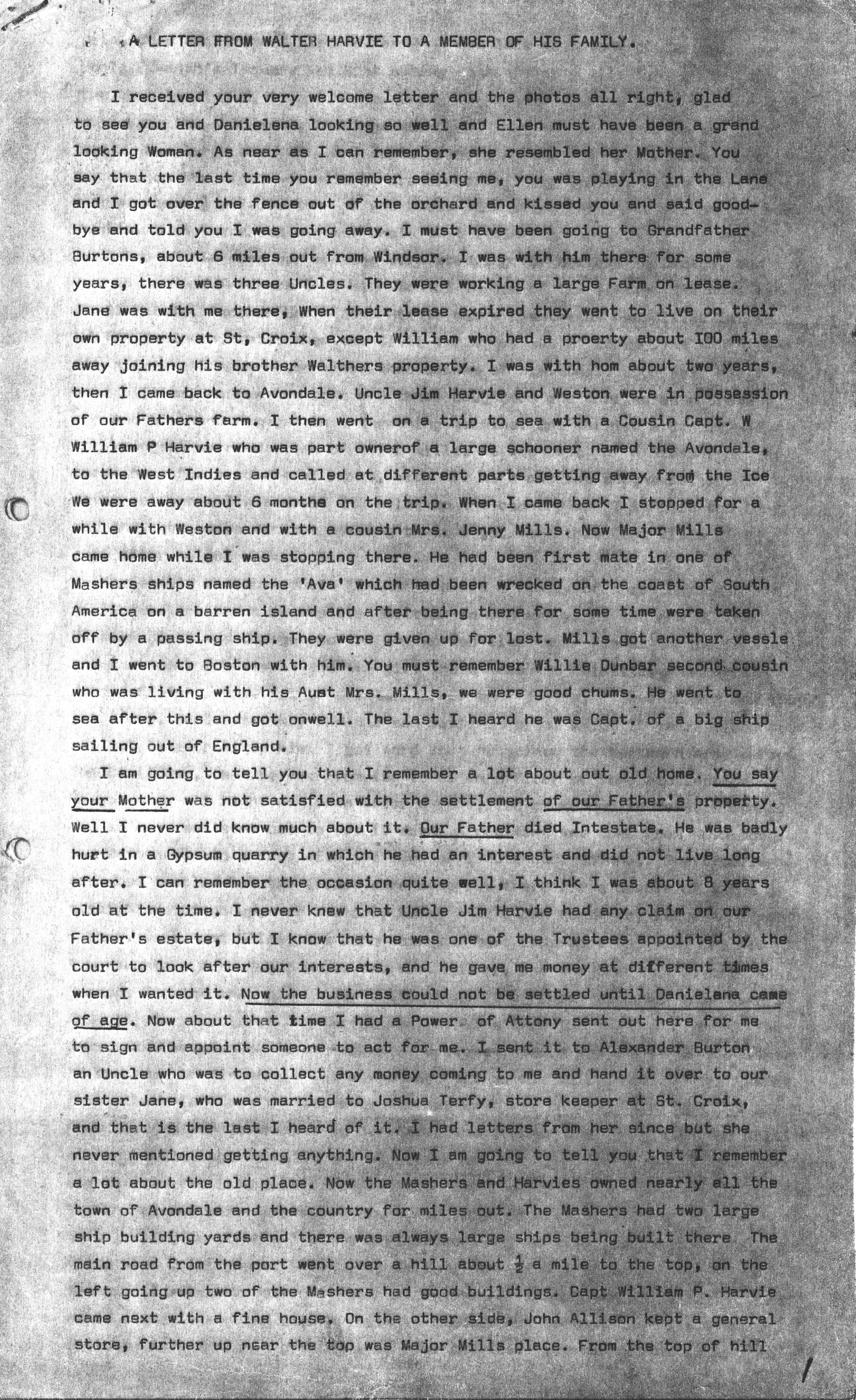 Copy of letter to family, 1924, p.1