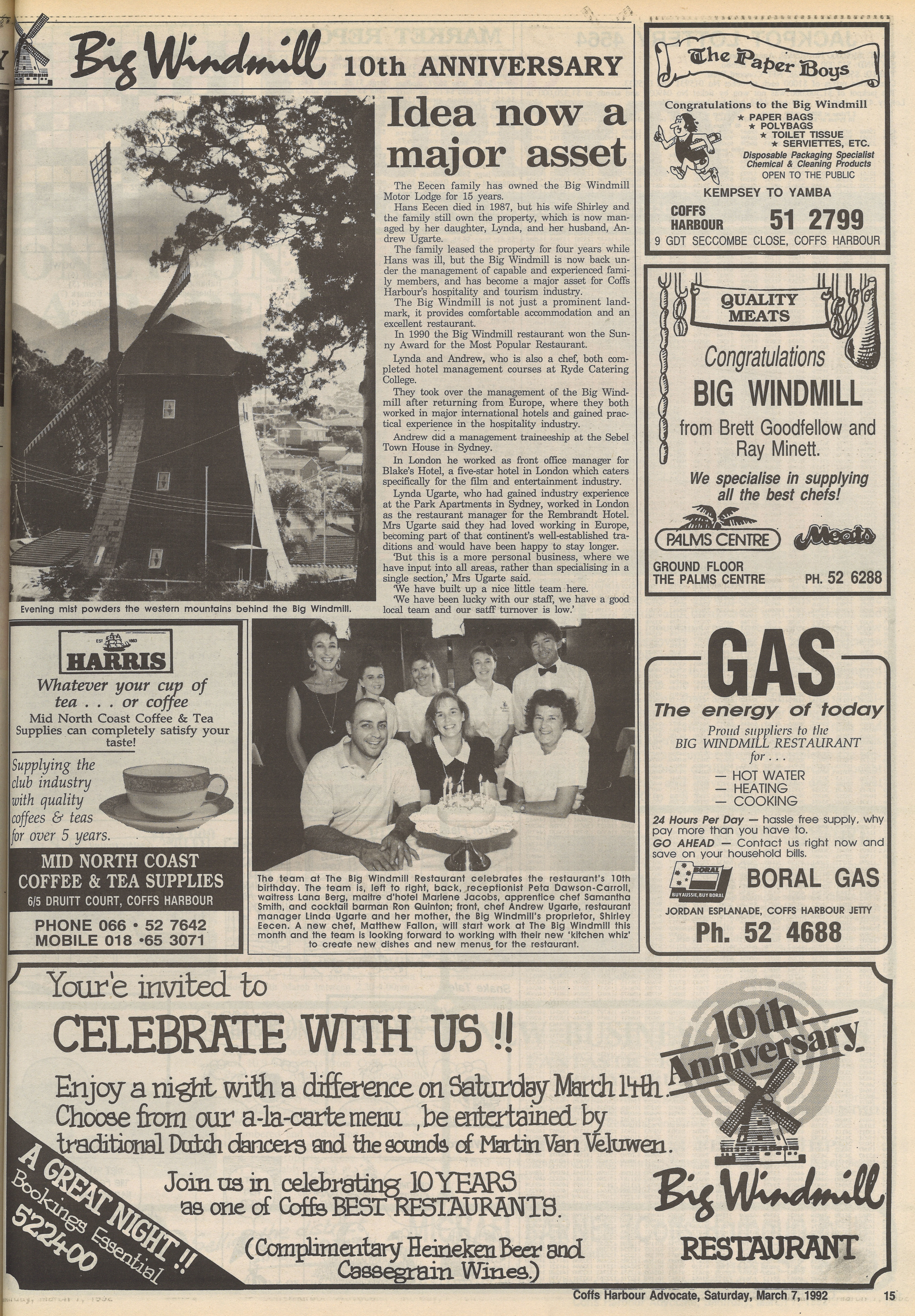 Big Windmill 10th Anniversary
Coffs Harbour Advocate, 7 March 1992, p.15