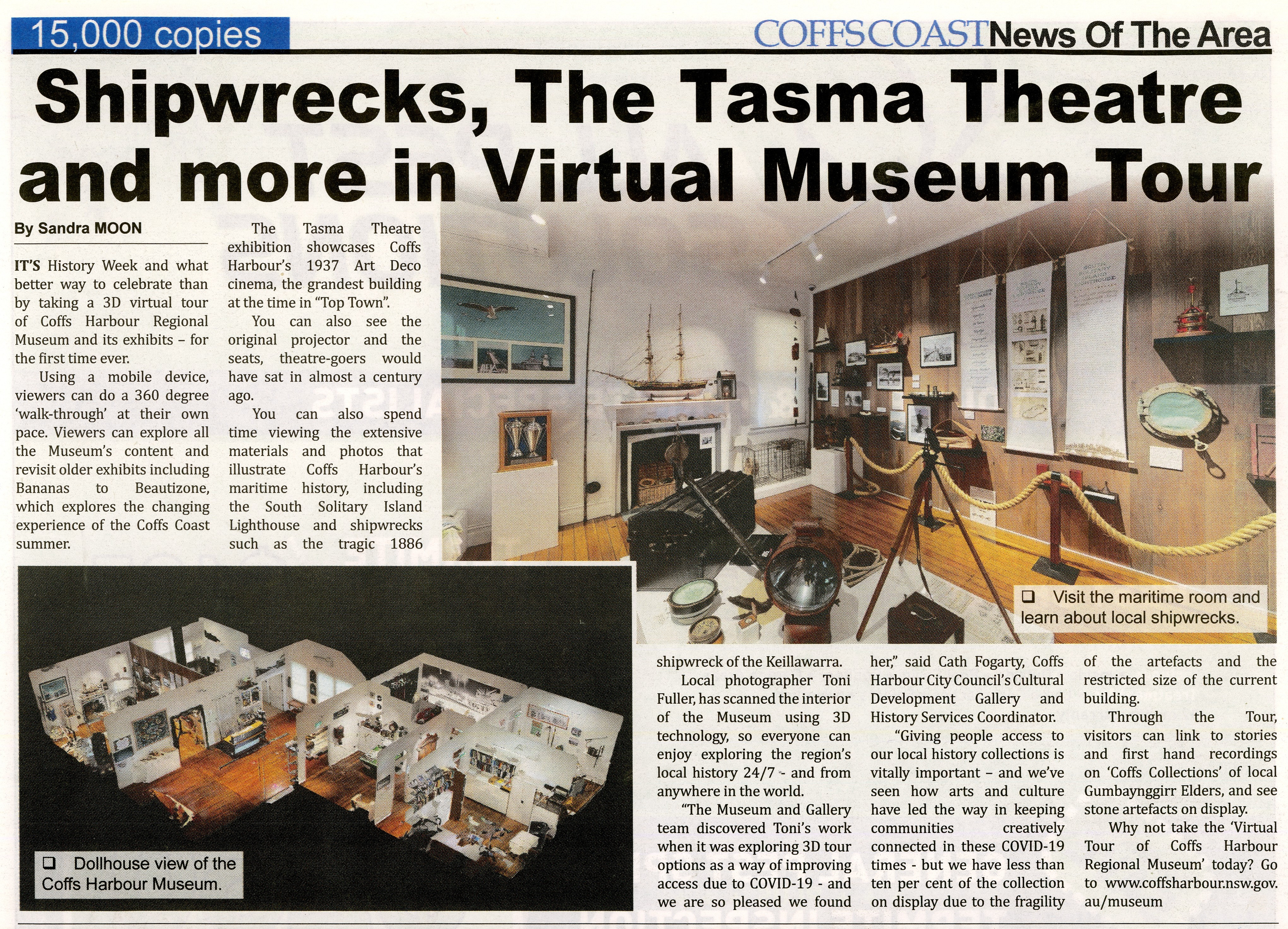 Virtual Tours Of Coffs Museum Launched For History Week
News of the area - Coffs Coast
11 September 2020

https://www.newsofthearea.com.au/virtual-tours-of-coffs-museum-launched-for-history-week
