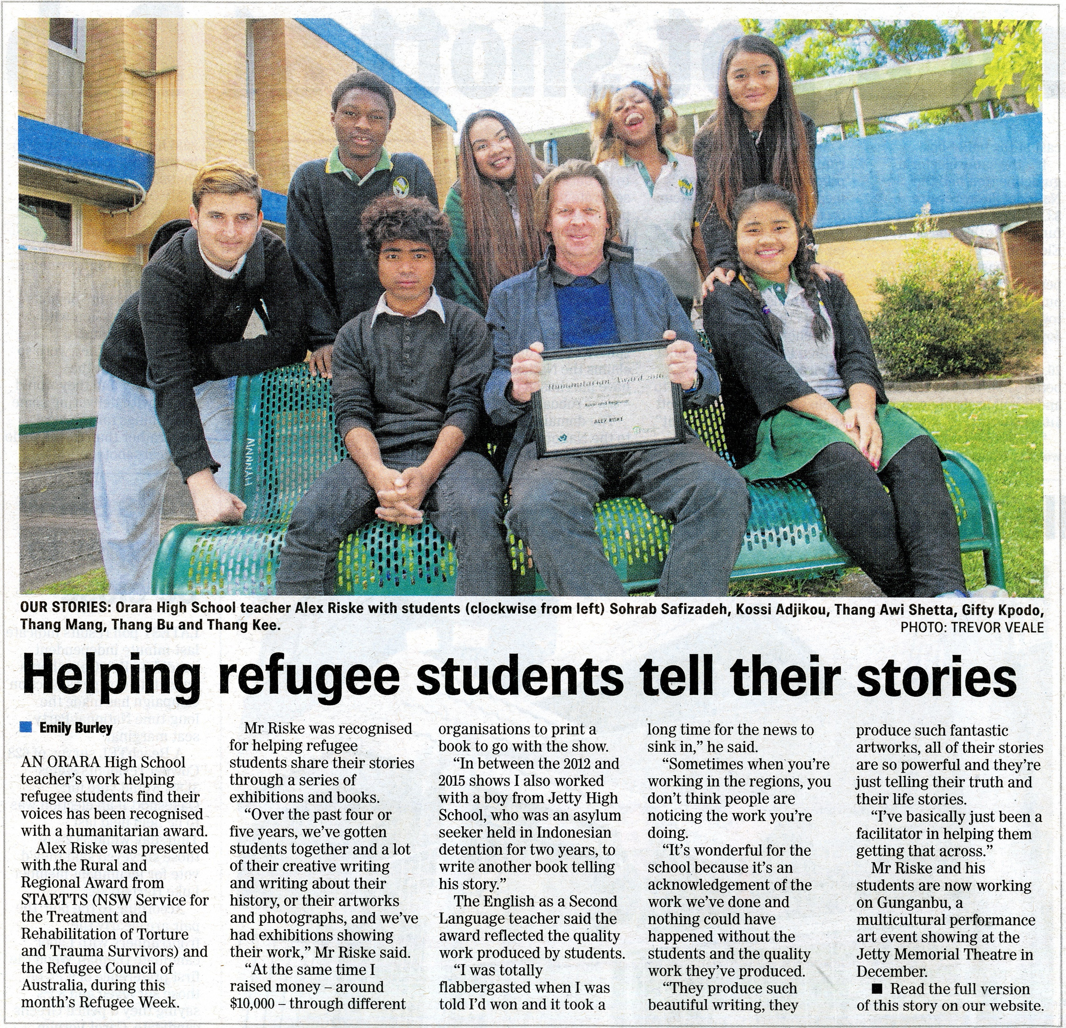 Helping refugee students tell their stories
Coffs Coast Advocate
29 June 2016, p.3