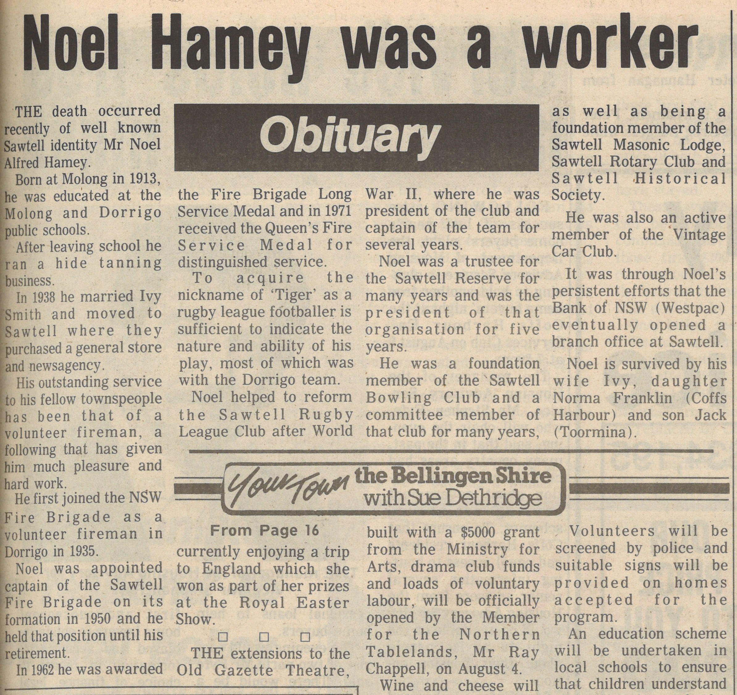 Noel Hamey was a worker

Coffs Harbour Advocate
26 July 1989, p.17