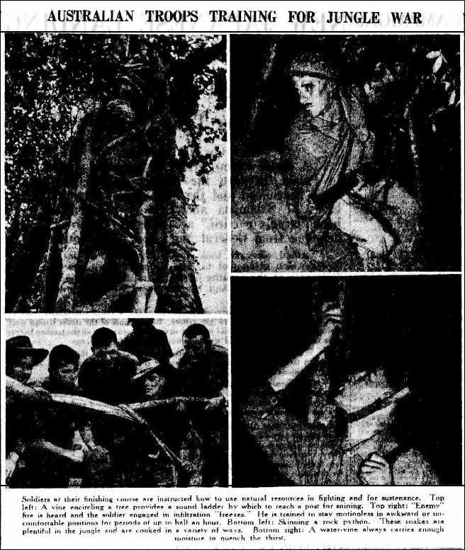 AUSTRALIAN TROOPS TRAINING FOR JUNGLE WAR (1942, December 16). The Sydney Morning Herald (NSW : 1842 - 1954), p. 8. Retrieved February 21, 2024, from http://nla.gov.au/nla.news-article17807769