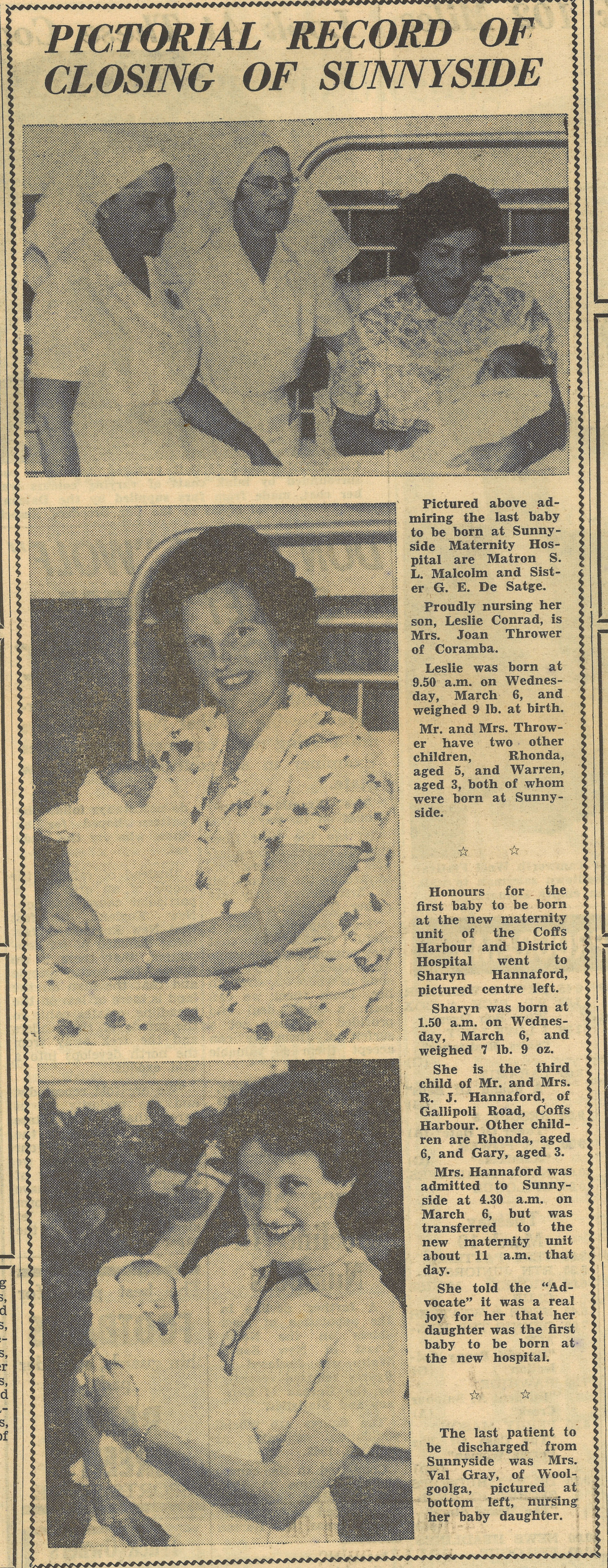 Coffs Harbour Advocate, 14 March 1963, p. 10.