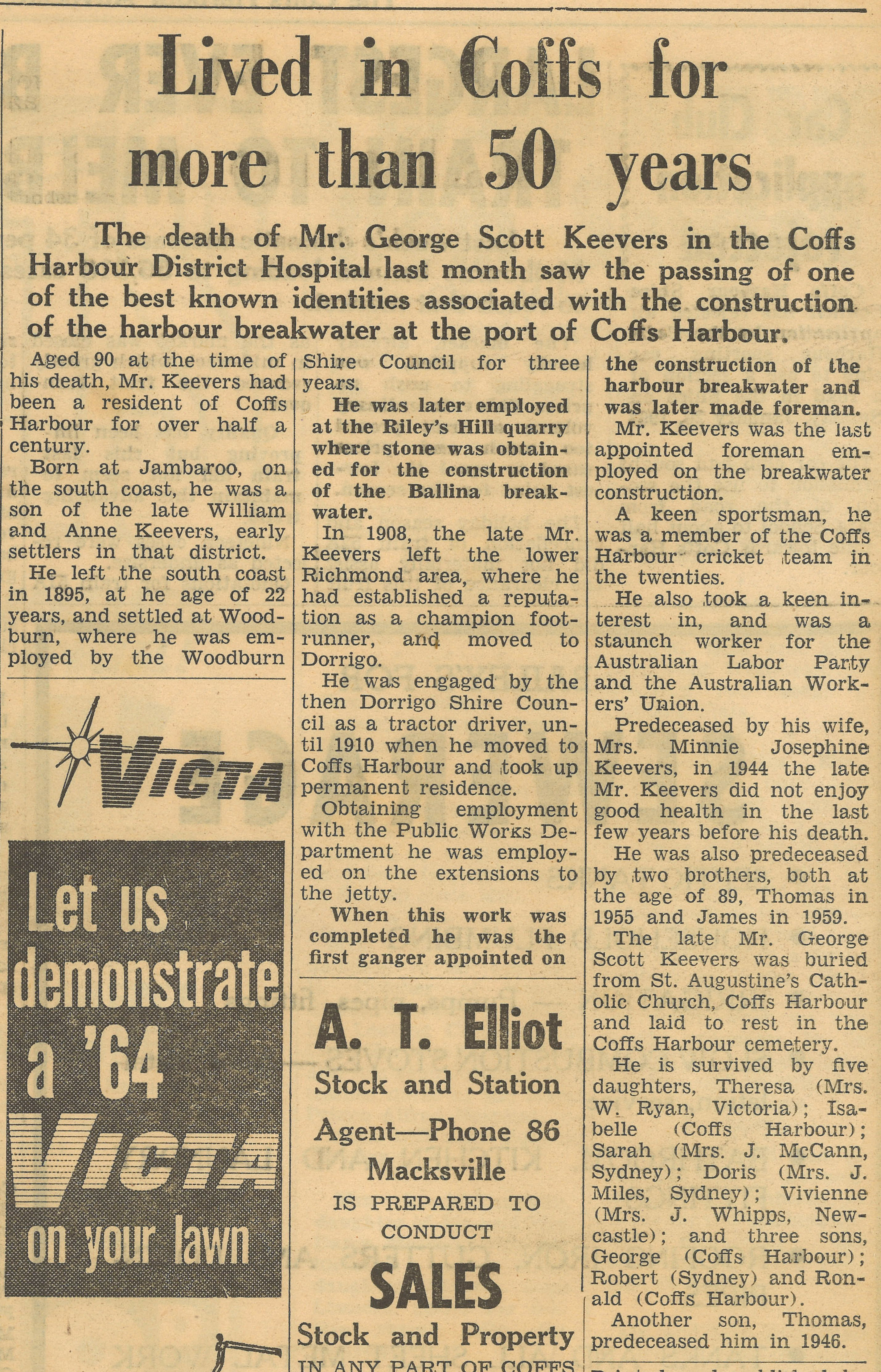 Coffs Harbour Advocate, 31 Dec 1964, p. 4.