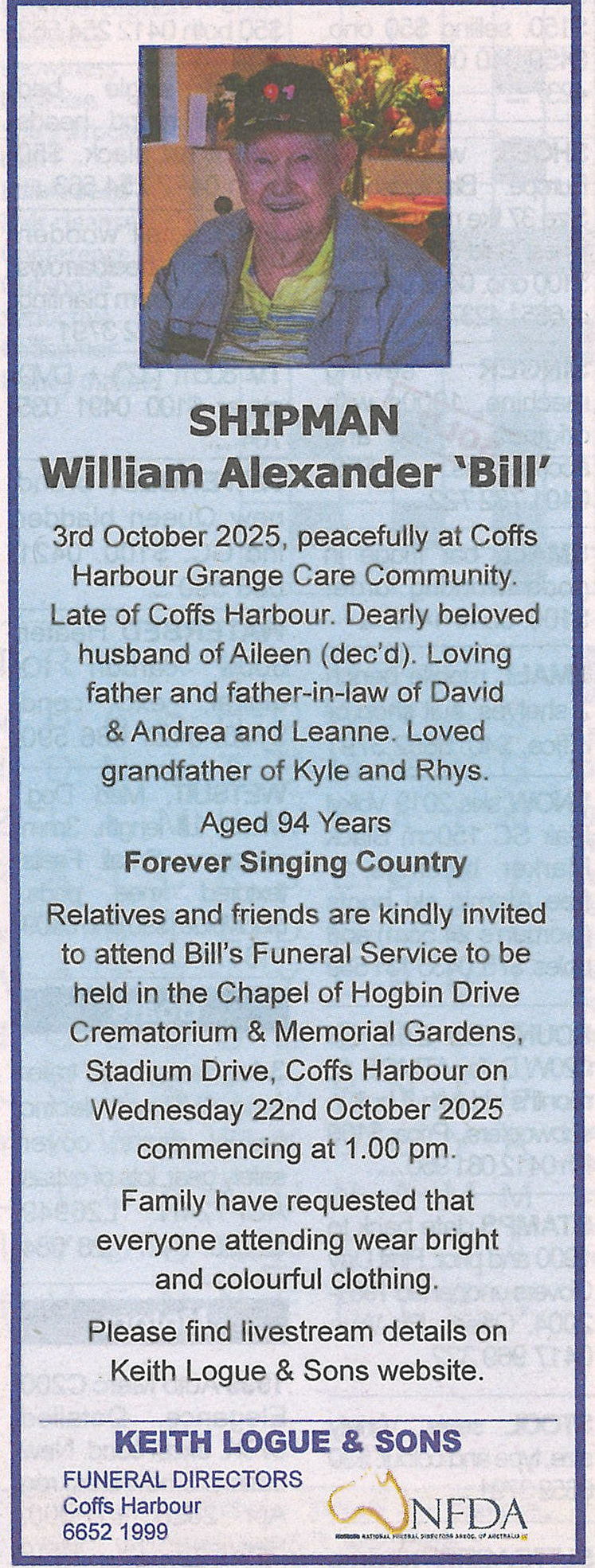 News of the Area, 10 October 2025, p. 31.