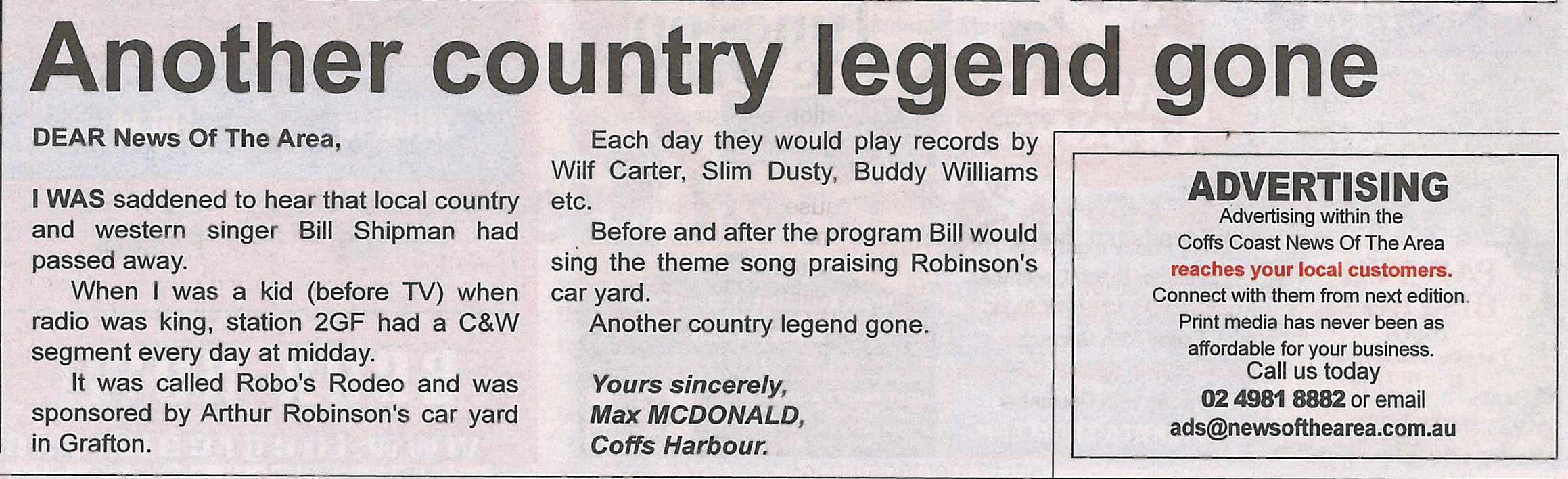 News of the Area, 24 October 2025, p.16.