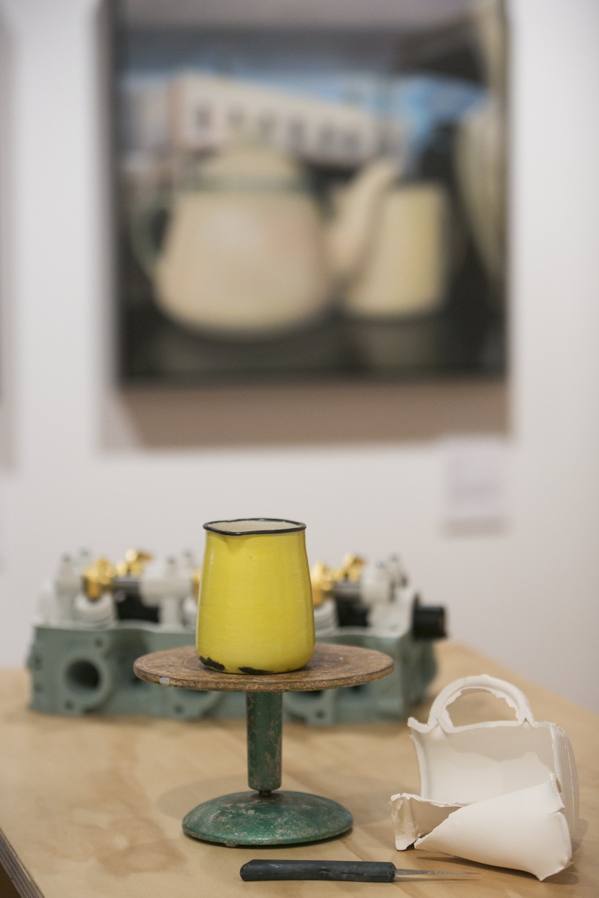 Works by Sally Davis (background), Andrew Hickinbotham and Jo White (front)