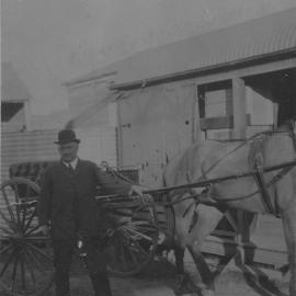 Captain James Colvin with a horse and buggy, 1908 - 1921
