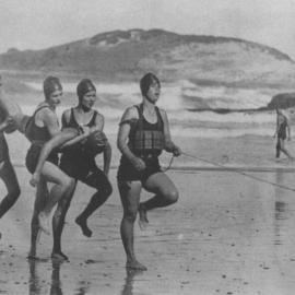 The Jetty Surf Life Saving Club Girls' Team at Yamba Beach, 1931 
