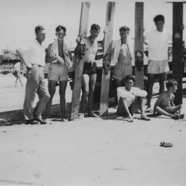Water skiers at Jetty Beach, 1950 
