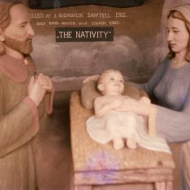 Sand sculpture of a nativity scene, 1962