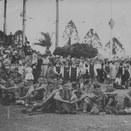 Coffs Harbour High School Cadet Corps at Grafton Showground, 1943 or 1944 