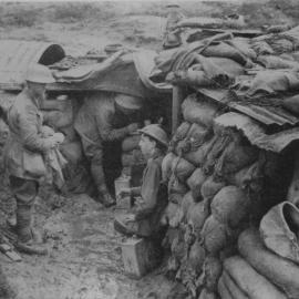 Soldiers in a trench during World War I, 1917