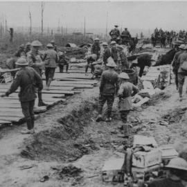 World War I Scene of soldiers and horsedrawn vehicles, 1917