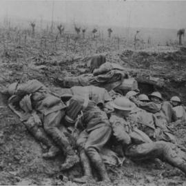 Australian soldiers in a trench during World War I, 1917