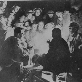 Australian soldiers around a camp fire during World War I, 1917