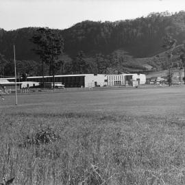 View from Tyalla Primary School towards Orara High School's second oval and school buildings, 2 July 1977