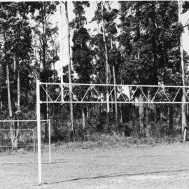 Goalposts on the first oval at Orara High School, 1972 