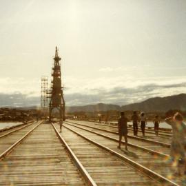 Dismantling the Stothert and Pitt crane on the Jetty, 1977