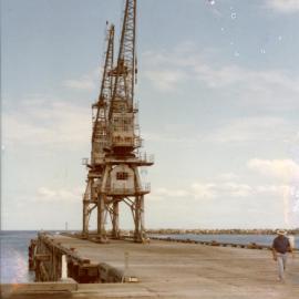 Stothert and Pitt cranes on the Coffs Jetty, 1 February 1984 