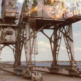 Bottom half of the Stothert and Pitt cranes on Coffs Harbour Jetty, 1 February 1984 