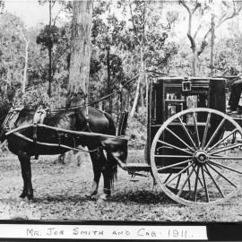 Mr Joe J. Smith and a horsedrawn cab, 1911 