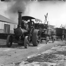 Harry Fraser and George King with their traction engine, c.1910