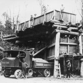 The Dorrigo Shire Council truck at Macauley's gravel crusher, c. 1932