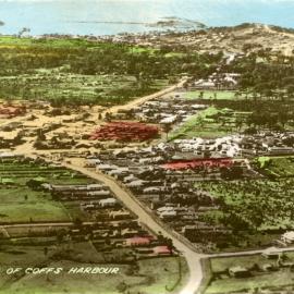 Aerial view of the township and harbour islands, c.1940