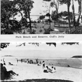 Foldout booklet of views of beach and town, c. 1940 