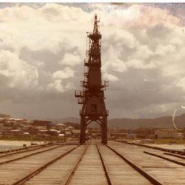 A decommissioned Stothert & Pitt crane on the Jetty, March 1984 