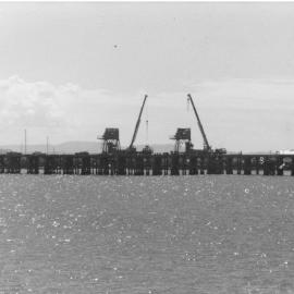 Decommissioned Stothert & Pitt cranes on Coffs Jetty, 13 April 1984 