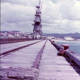 Decommissioned crane and jibs at the jetty, 1984 