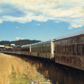 Lowanna Railway Station and train, October 1987 