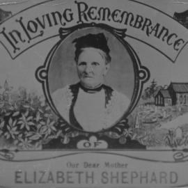 Remembrance card for Elizabeth Shephard, November 1907 