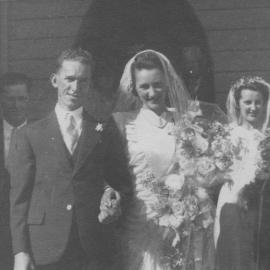 Wedding portrait of Eric Casson and Heather McLeod, 30 June 1945