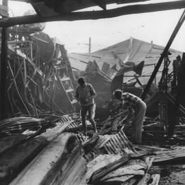 Fire damage to the Pacific Plywood factory at the Jetty, 5 June 1971