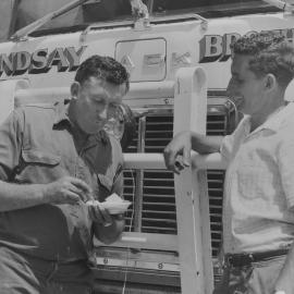 Peter and Tom Lindsay of Lindsay Bros Transport, 1970