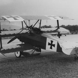 A vintage aeroplane which flew into Coffs Harbour during an aircraft rally, 1979