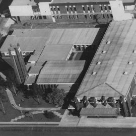 Aerial view of the Civic Centre, 1 March 1970