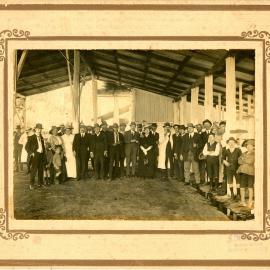 Examining the milking shed at William Mann's dairy, November 1916 