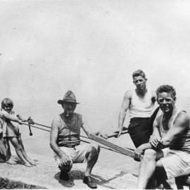 Hauling in supplies at South Solitary Island, 1932