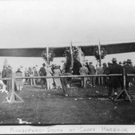 Charles Kingsford-Smith's aeroplane 'Southern Cross' at Coffs Harbour, 9 June 1933