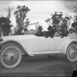 Stanley Nelson and family in his convertible motor vehicle, c. 1922
