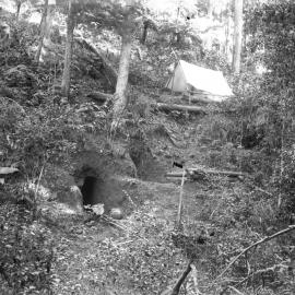 Mine entrance and camp at the Beacon Mine, c.1898