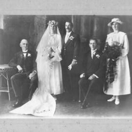 The wedding party of Ernest Stretton and Violet Drew, 15 February 1919