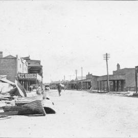Remnants of a building fire in the main street of Byron Bay, c.1912