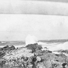 Waves breaking on rocks, c.1912