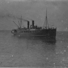 A passenger ship approaches Byron Bay Jetty, c.1912