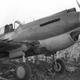 Leonard Black sits in an American-built Curtiss P40 Tomahawk, c. 1942